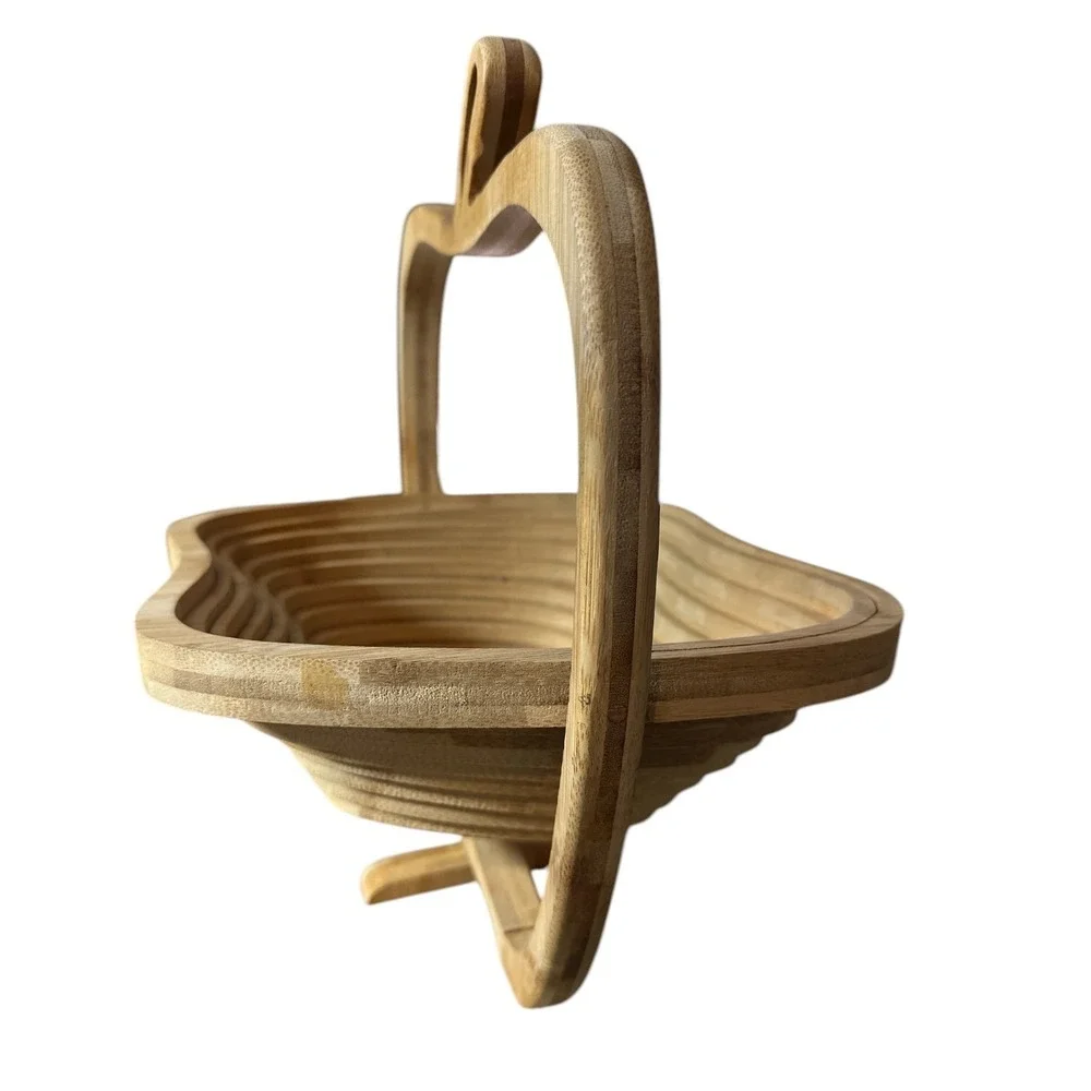 Bonnie & Pop Collapsible Wooden Fruit Bowl, Cutting Board,‎ Trivet, Apple Shaped